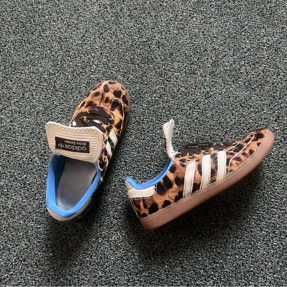 WALES BONNER X ADIDAS Pony Hair Leopard & Blue Interior Samba Shoe Sneakers Sz 8 - Picture 14 of 16